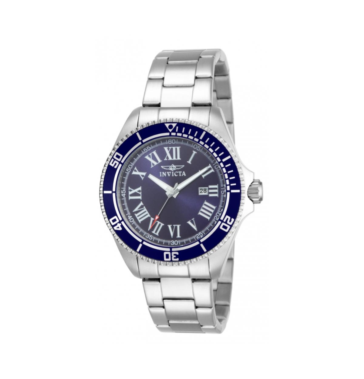 Men's 14999 Pro Diver Quartz 3 Hand Blue Dial Watch - Silver
