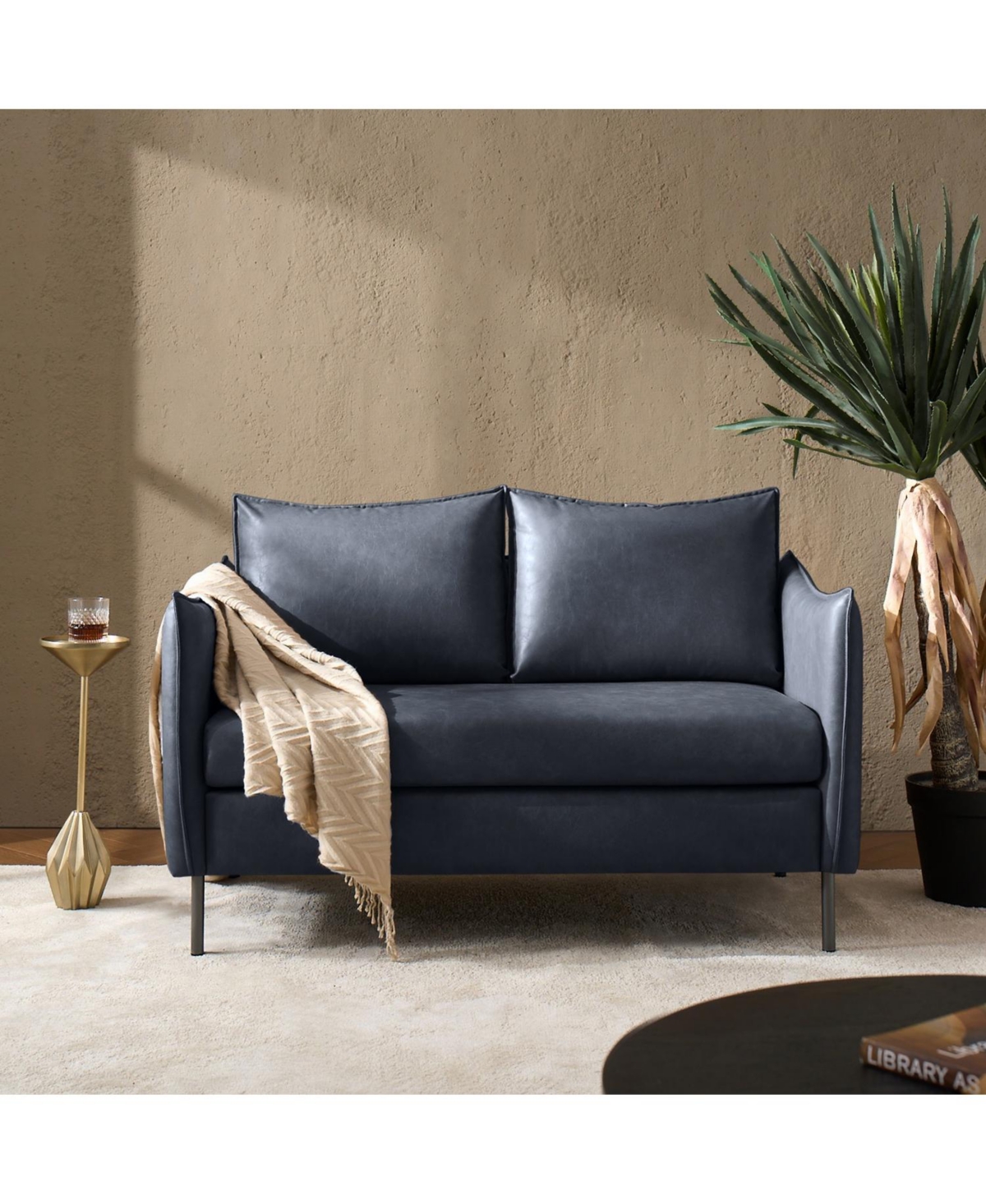 Monroe Modern Industrial-Style Pu Leather Sofa with Sturdy Metal Legs And Movable Seat