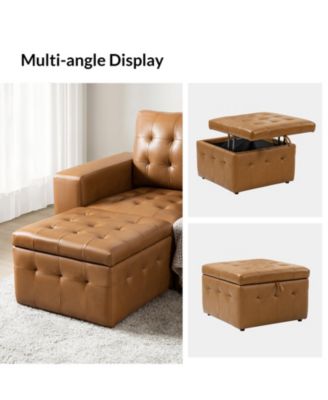 Blanca 87" wide Genuine Leather Sofa with Button Tufted Stitched Pattern