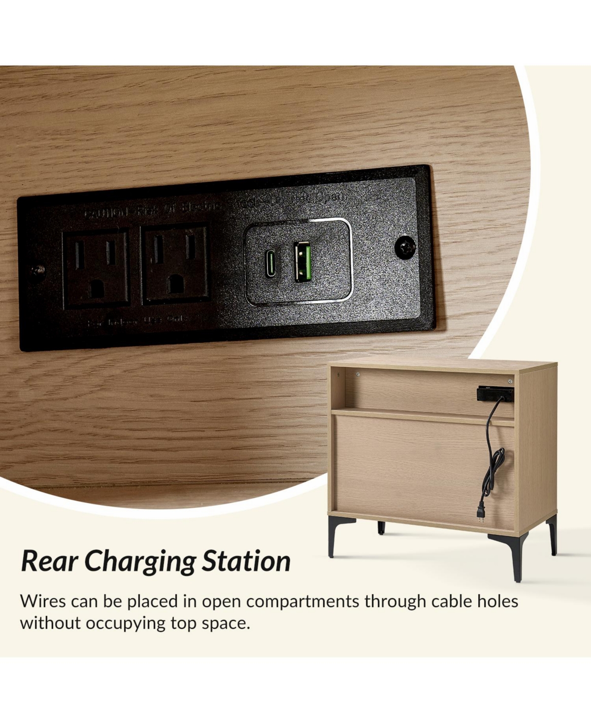 Auguste 2-Drawer Nightstand with Charging Port
