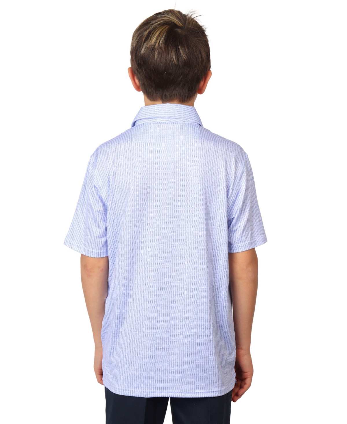 Tailorbyrd Boys Blue Multi Dots Performance Polo Shirt by