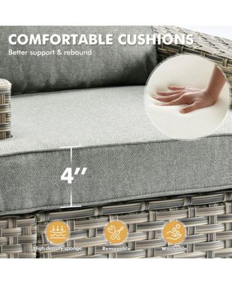 13 Piece Outdoor Patio Furniture Sets with Fire Pit Table,All Weather Wicker Sectional Sofa with Extra Deep Patio Swivel Chairs and Solar PoweRed Coffee Table for