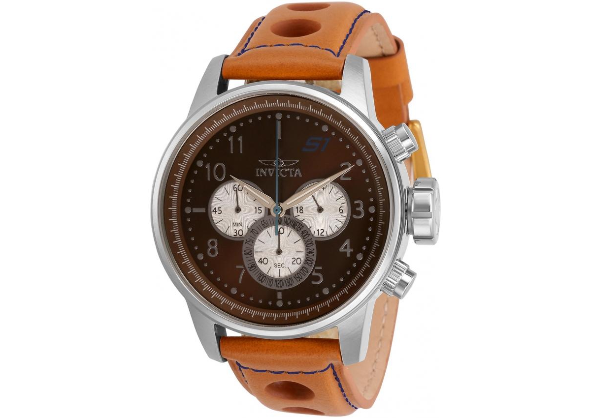 Men's 30916 S1 Rally Quartz Chronograph Brown, Antique Silver Dial Watch - Brown