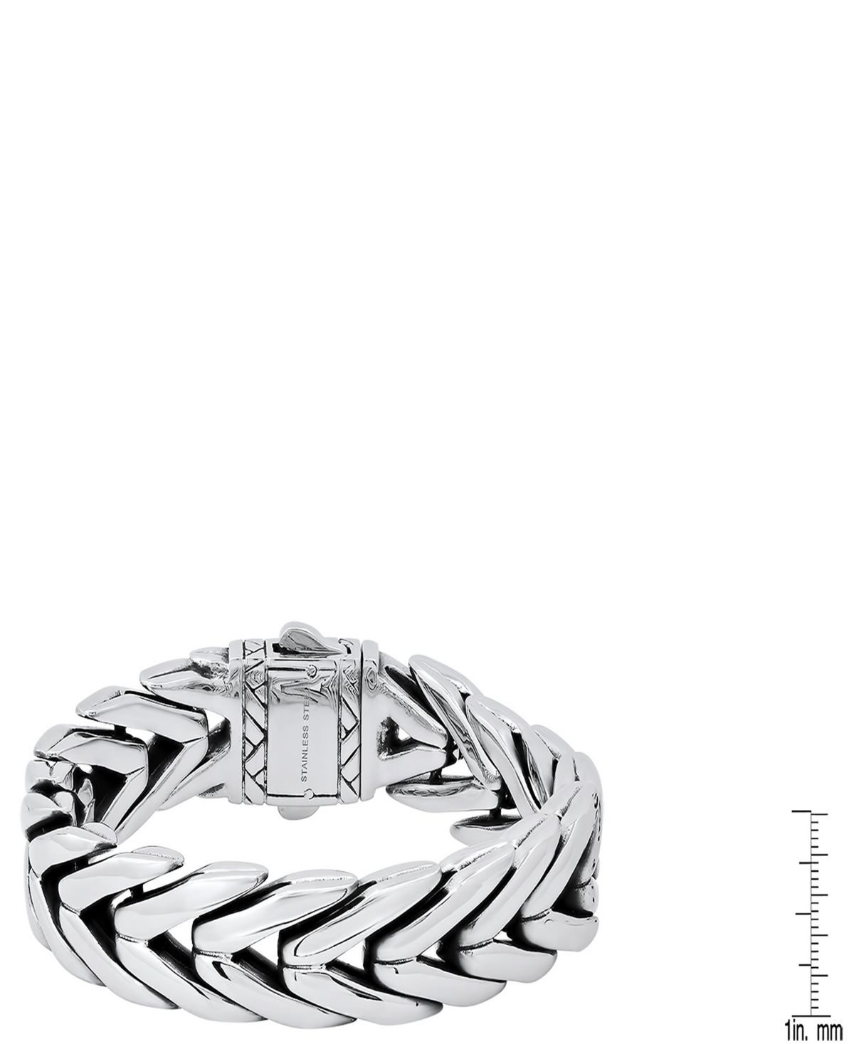 Steeltime Men's Heavy Oxidized Stainless-steel Wheat Chain Bracelet