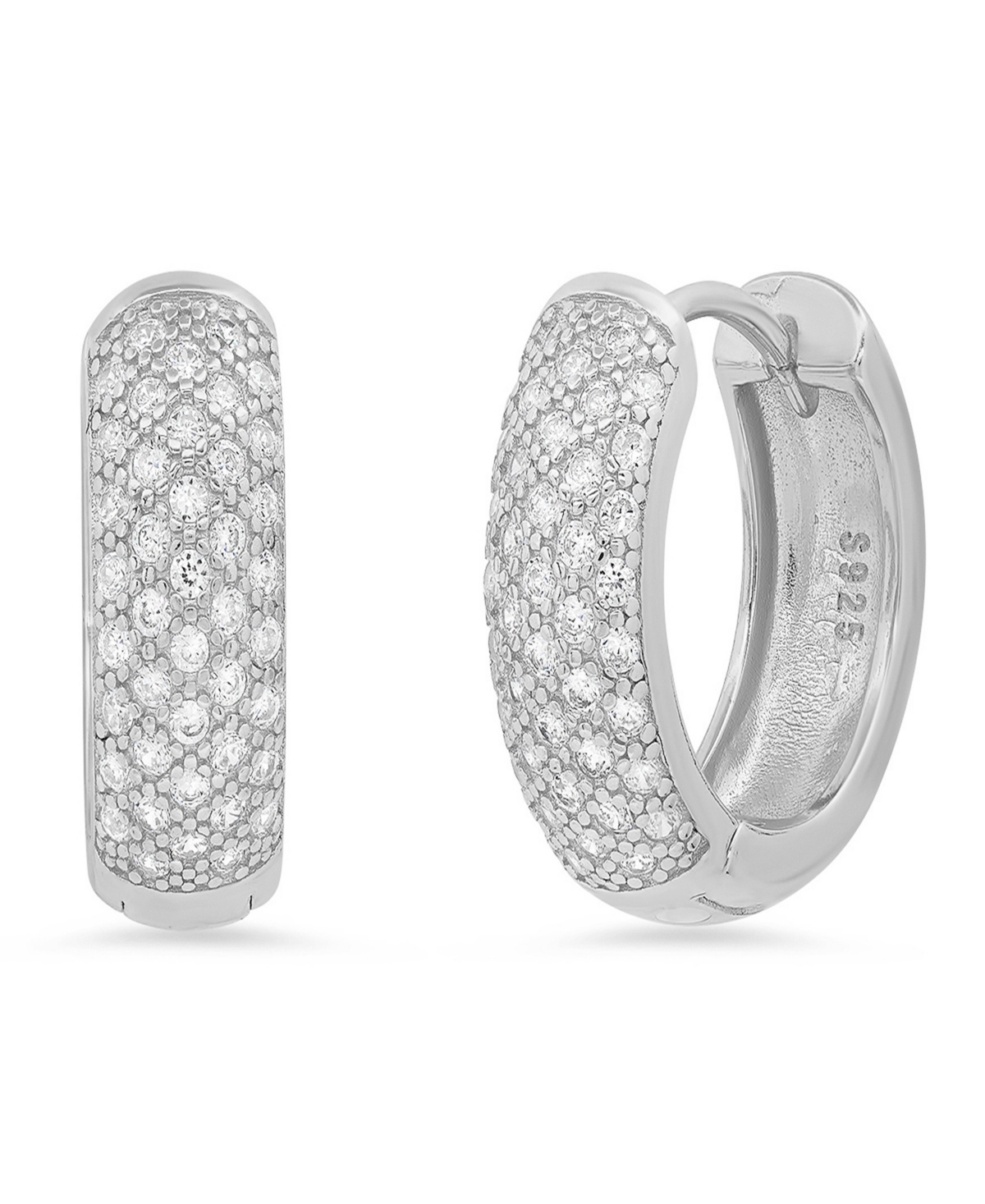 Women's Simulated Diamonds Rounded Huggie Earrings - Gold