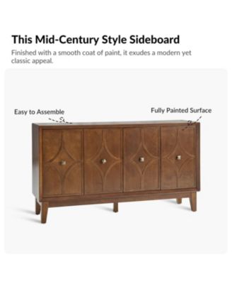 Mid-Century Sideboard with Solid Wood Legs and Adjustable Shelves