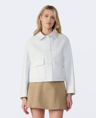 Women's Cropped Leather Jacket, Created for Macy's