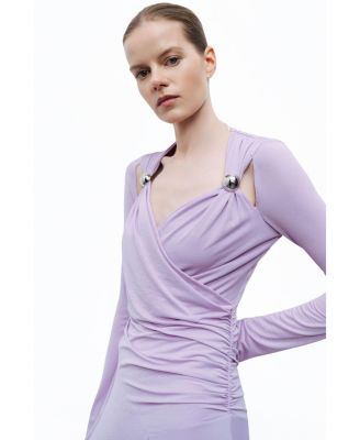 Women's Long Sleeve Maxi Dress with Accessory Detail