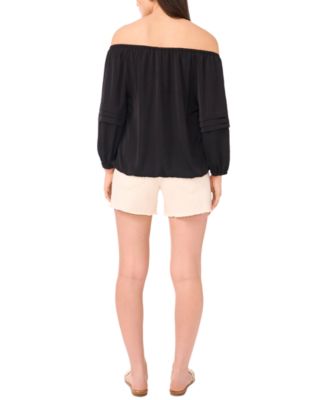 Women's Off-The-Shoulder Pleated-Sleeve Top