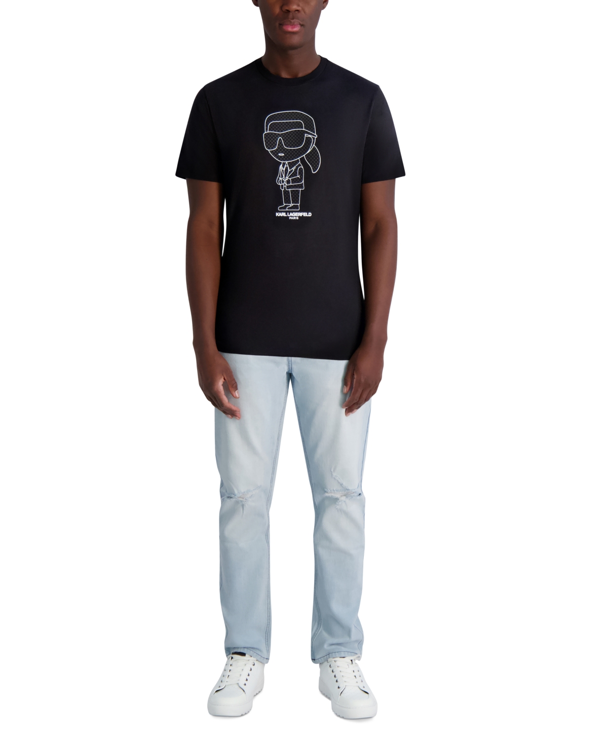 Karl Lagerfeld Paris Rubberized Karl Cotton Graphic T-shirt In Black