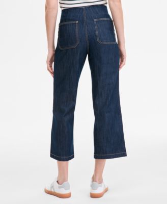Women's Wide-Leg No-Waistband Cropped Denim Jeans