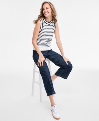 売れ筋商品|||トミー ヒルフィガー ニット&セーター アウター レディース Women's Striped Basket-Weave Sleeveless Shell Sweater Ivory Multi Tommy Hilfiger Women's Striped Basket-Weave Sleeveless Shell