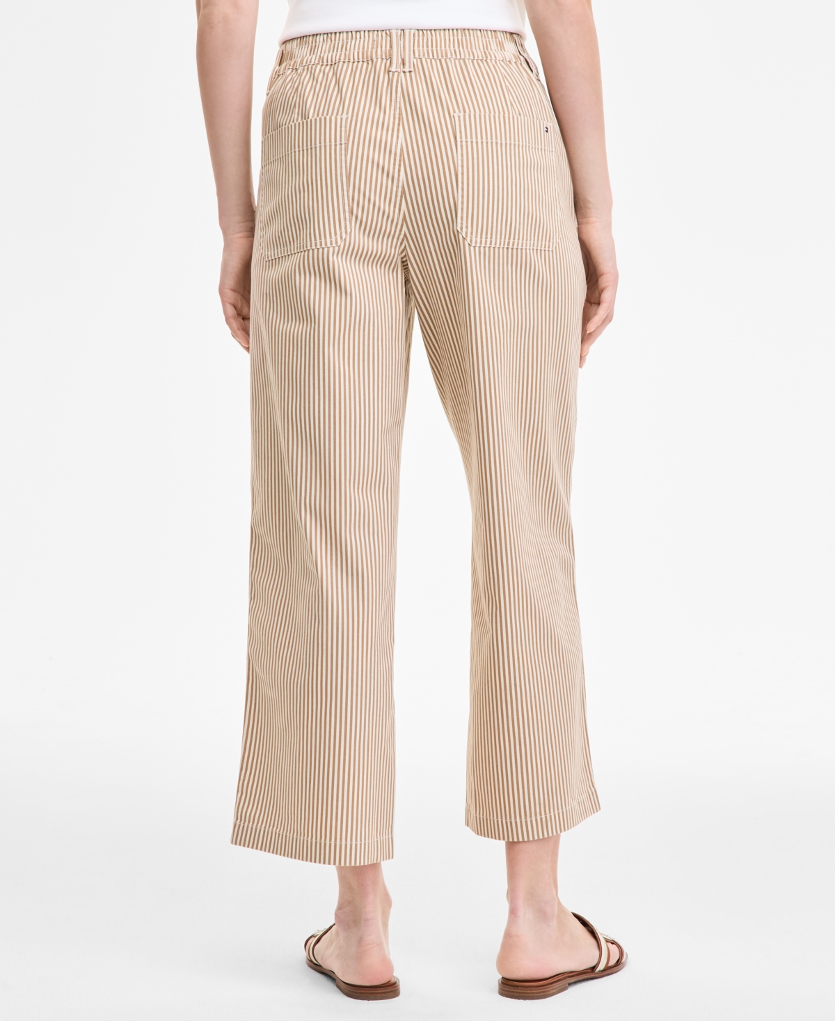 Tommy Hilfiger Women's Striped Extended-tab Cropped Pants