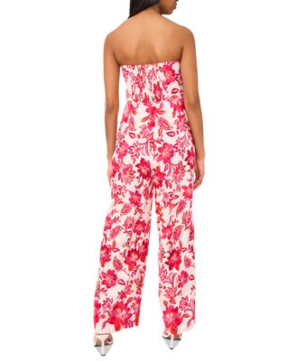 Women's Strapless Smock-Back Wide-Leg Jumpsuit