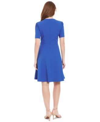 Women's Round-Neck Short-Puff-Sleeve Dress