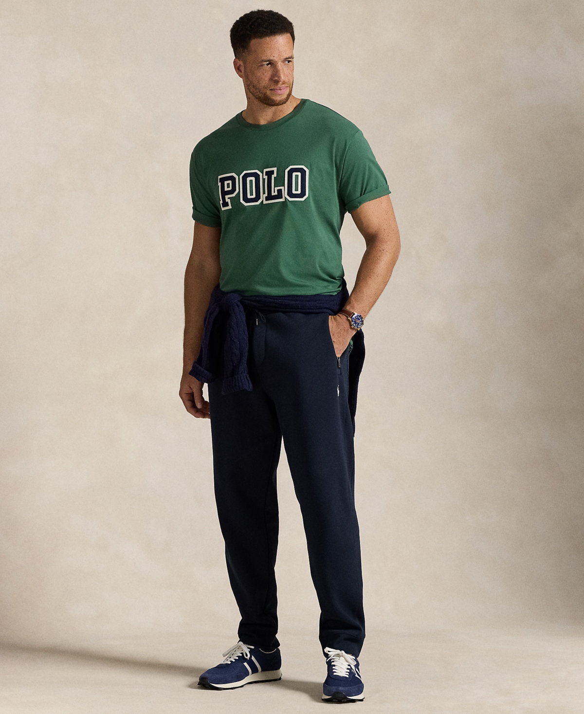 Polo Ralph Lauren Green Crewneck T-shirt With Logo Lettering On The Fornt And Pony Embroidery On The Front In Green