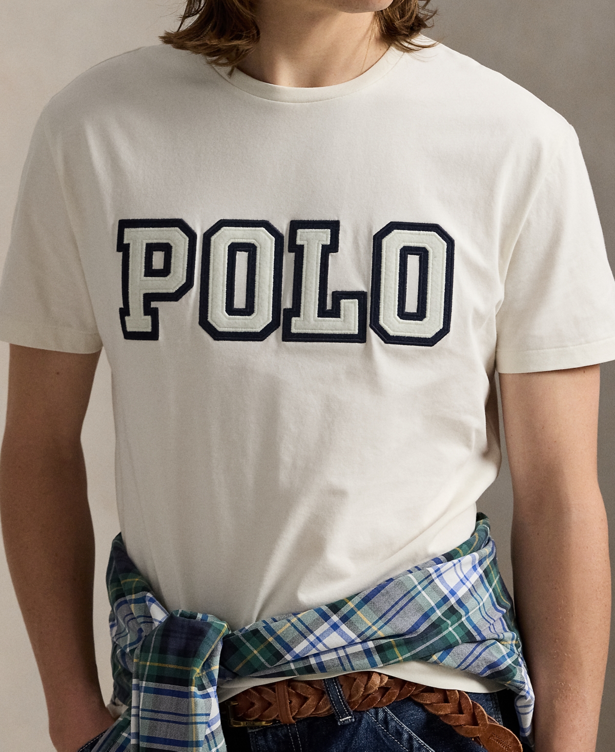 Polo Ralph Lauren White Crewneck T-shirt With Logo Lettering On The Fornt And Pony Embroidery On The Front