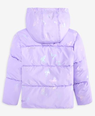 Toddler and Little Girls Foil Bubble Jacket