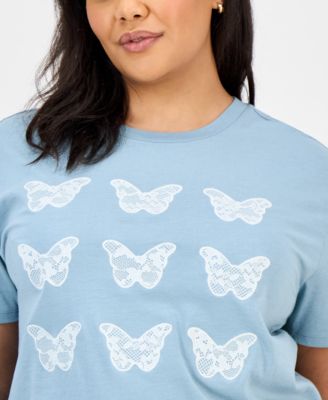 Trendy Plus Size Butterfly Applique T-Shirt