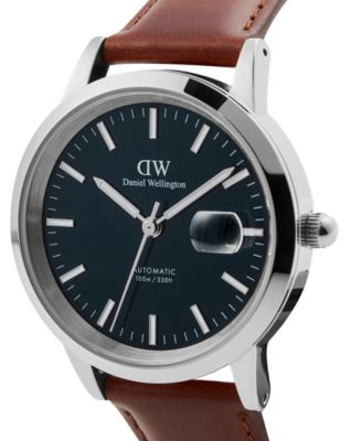 Men's Automatic Brown Leather Watch, 40mm