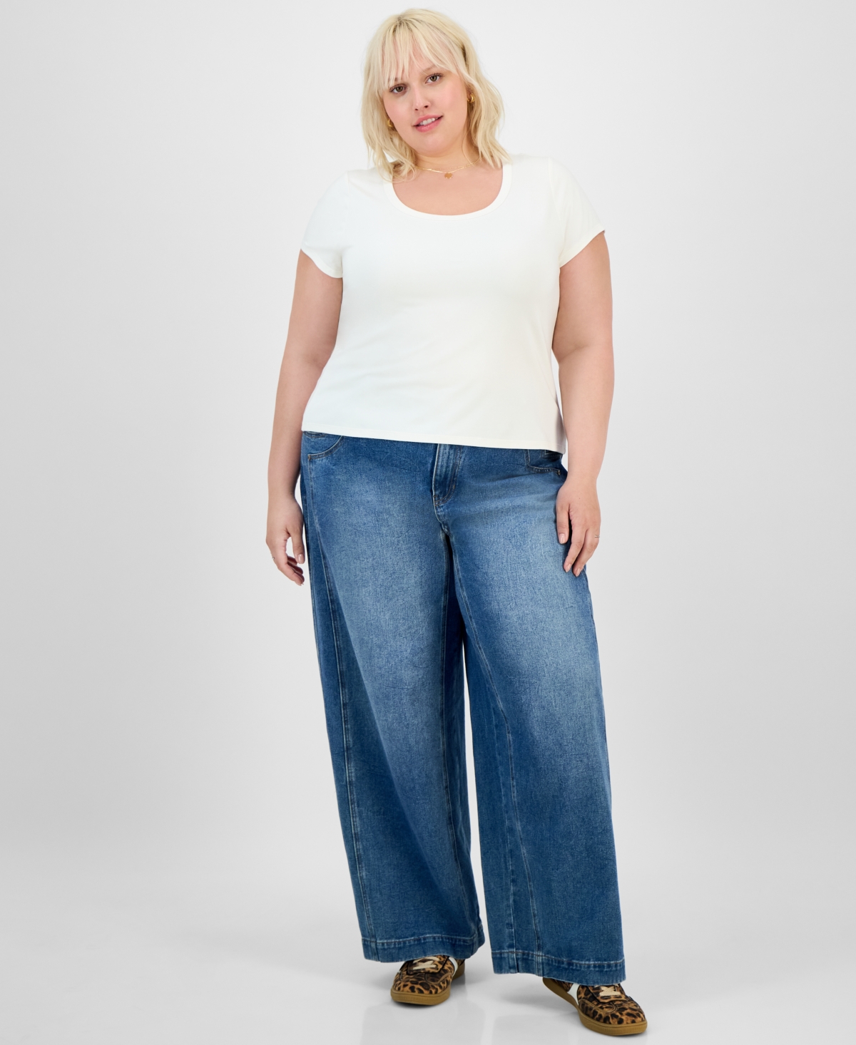 Trendy Plus Scoop-Neck T-Shirt - Whisper White