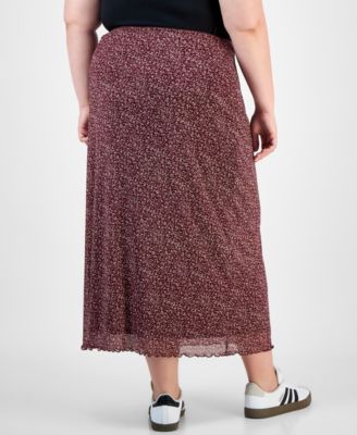 Trendy Plus Size Pull-On Mesh Midi Skirt