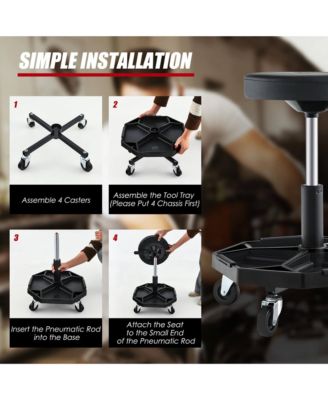 1 pc Metal Heavy-Duty Adjustable Height Rolling Stool