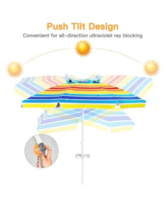 7.2ft Beach Umbrella Outdoor Patio Garden with Carrying Bag Sand Anchor