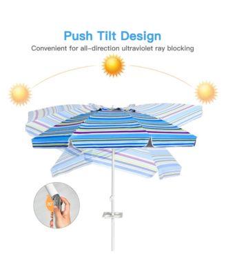 Gymax 7.2ft Beach Umbrella Outdoor Patio Garden with Carrying Bag Sand Anchor