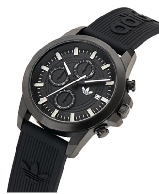 Unisex Chronograph Date Black Silicone Watch, 43mm
