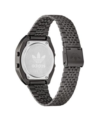 Unisex Digital Black Stainless Steel Watch, 36mm