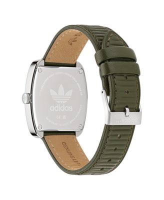 Unisex Analog Green Leather Watch, 37mm