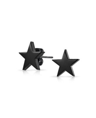 Set of 2 Patriotic Celestial Rock Star Stud Earrings Black Plated Steel 10MM