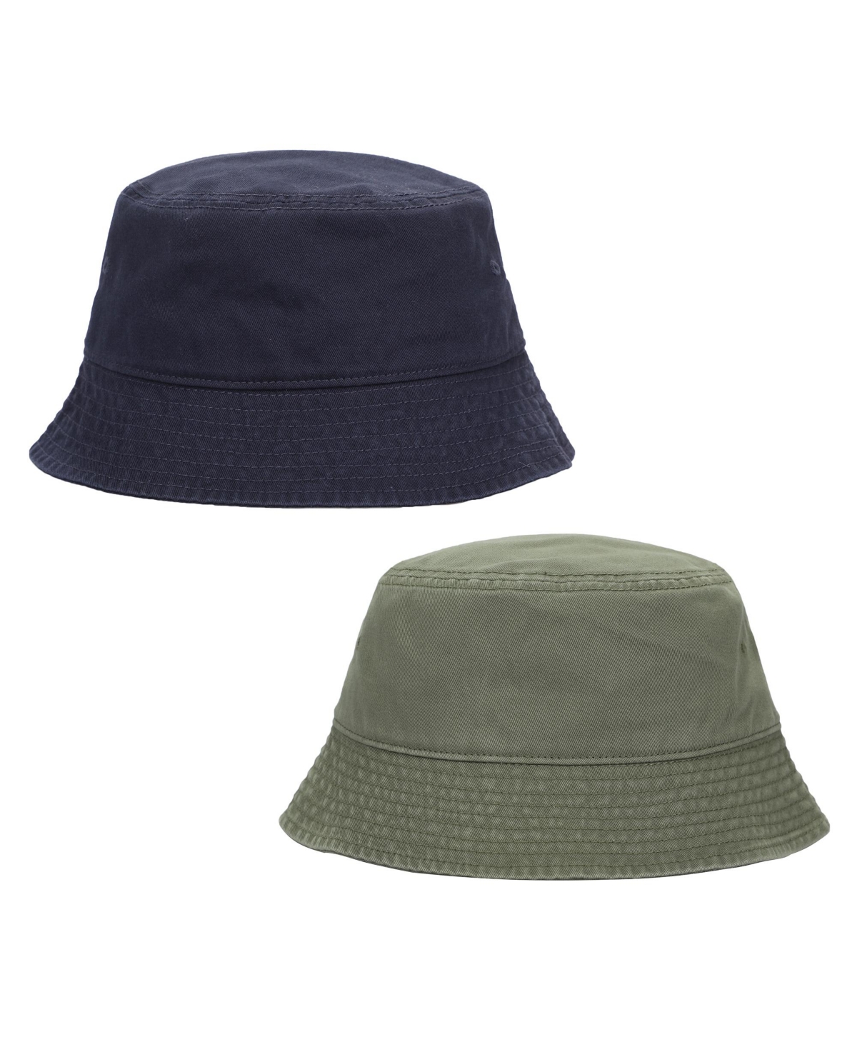 Men's 2-Pack Navy & Olive Washed 100% Cotton Bucket Hat Everyday Cotton Style Unisex Trendy Lightweight Outdoor Hot Fun Summer Beach Vacation