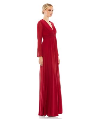 【Mac Duggal】Follow Embellished Cap Sleeve V-neck Gown Mac Duggal Women's Ieena V-Neck Front Twist Long Sleeve Gown