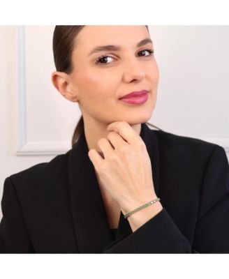 Classic 12CTW Prong Basket Set Solitaire Round Cubic Zirconia Cabochon CZ Tennis Bracelet Gold Plated 7.5 Inch