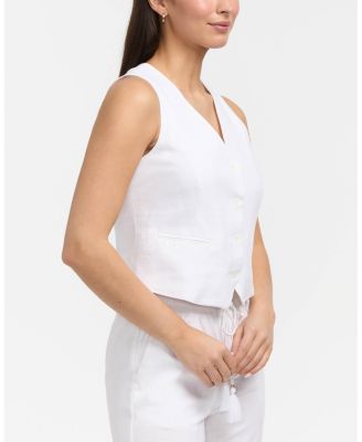 Women's Tailored Button-Front Linen Blend Vest