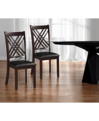 Set of Two Upholstered Faux Leather Cross Back Dining Side Chairs