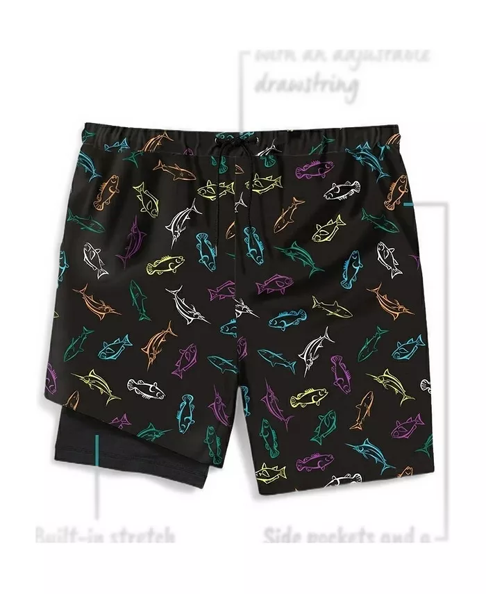 Big & Tall 8" Swim Trunks With Super Stretch Liner - thumbnail 9