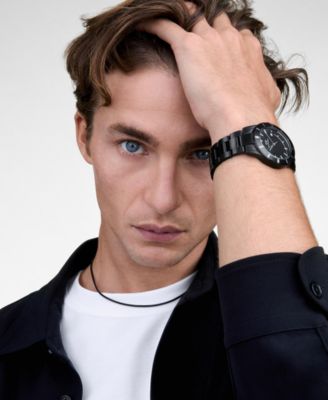 Men's Analog Black Stainless-Steel Watch, 40mm