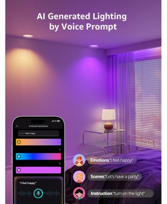 R2 AI 6 inch LED Recessed Light Dimmable Wafer Lights RGBCW, Smart Canless Downlights Work Alexa & Google Assistant, 12W 1050lm, 2-Pack