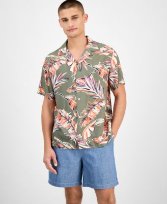 Tommy Hilfiger - Men's Regular-Fit Leaf-Print Camp Shirt