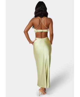 Women's Open Back Cut Out Midi Slip Dress
