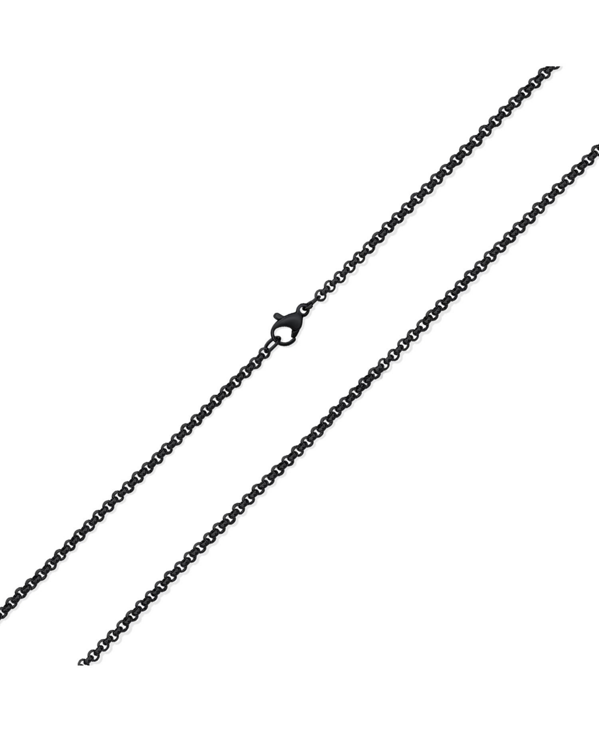 Bling Jewelry Elegant Dainty Rolo Cable Chain Necklace Black Gold Plated Stainless Steel 2.5 Mm