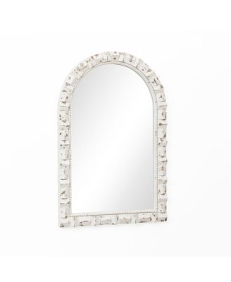 Distressed White Arch Rectangle 36-Inch Tall Wall Mirror, Accent and Vanity