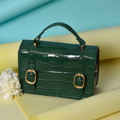Women's Green Textured Leather Handbag