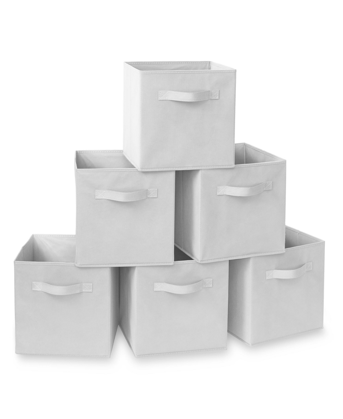 Set of 6 Fabric Storage Cube Bins, Red - 11&#x22; Collapsible Foldable Cloth Baskets for Shelves and Cubby Organizers - Multicolor