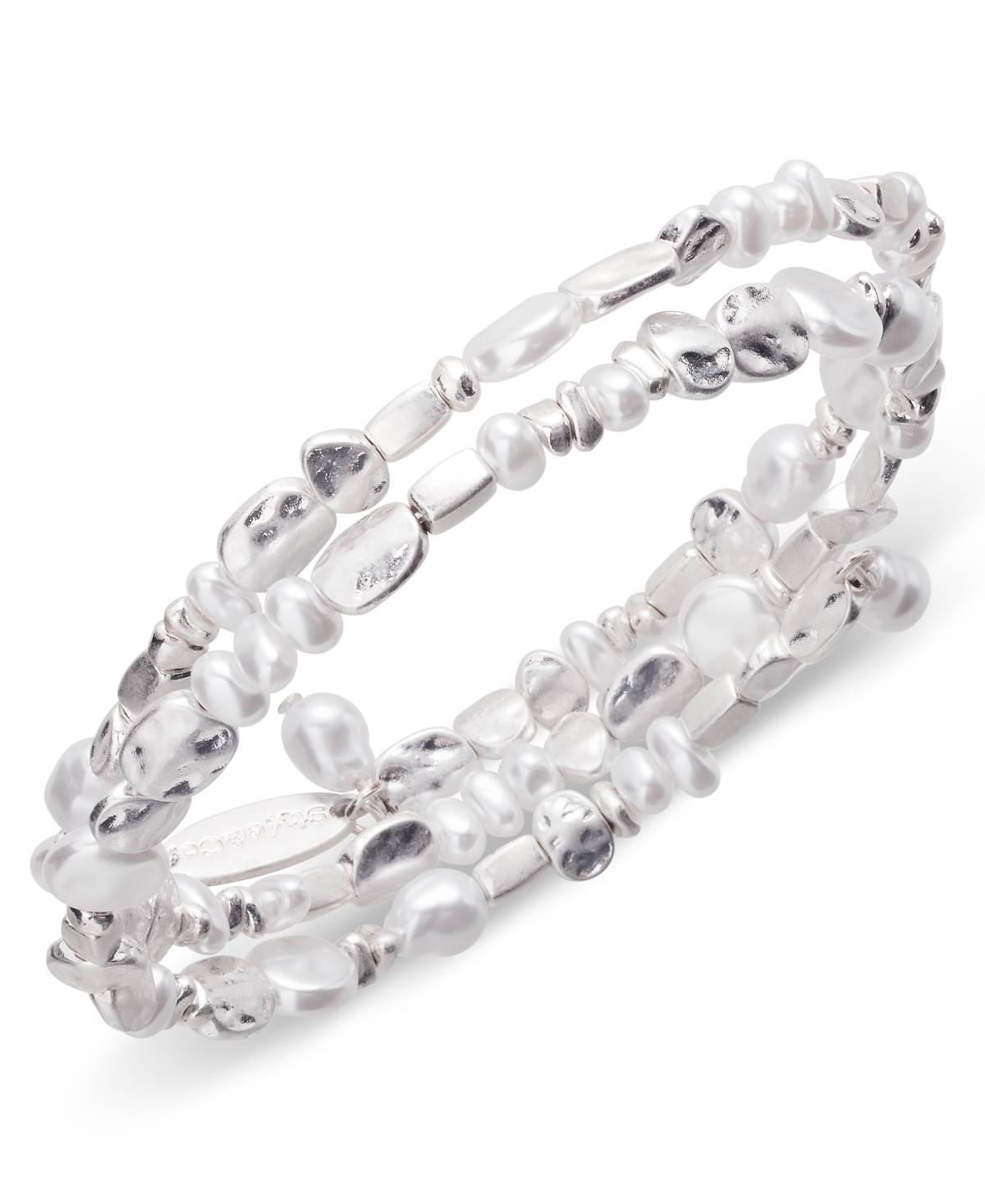 Imitation Pearl Beaded Coil Bracelet, Exclusively at Macy's - White