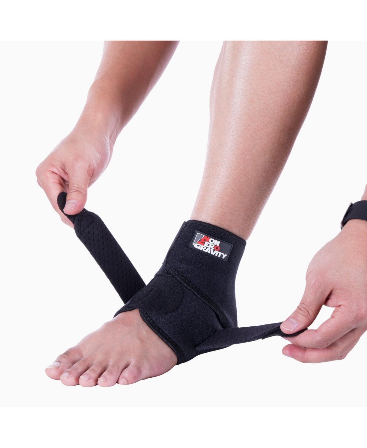 Breathable and Adjustable Neoprene Ankle Support Brace - Black
