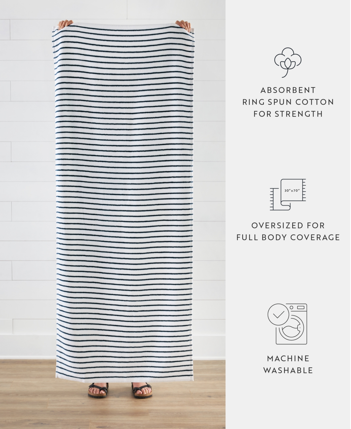 Ienjoy Home Cabana Stripe Cotton 2-pack Beach Towels, 30" X 70"